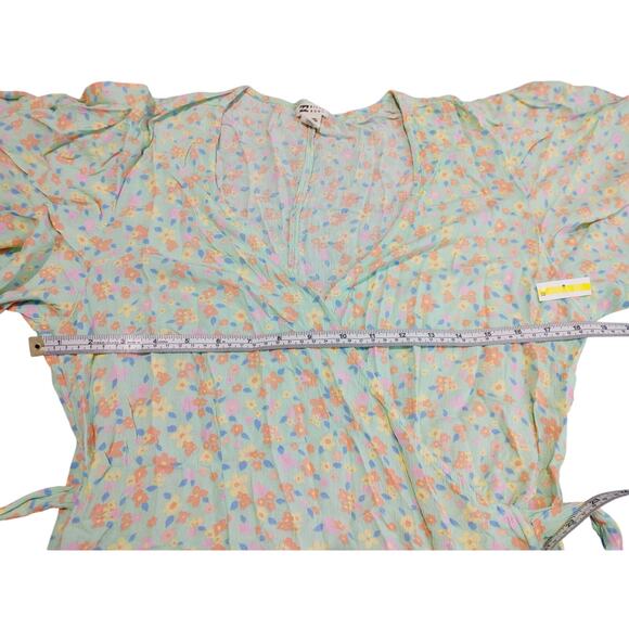 Billabong All For You Mini Dress Flutter Sleeve Spring Pastel Floral Womens L - Picture 10 of 11